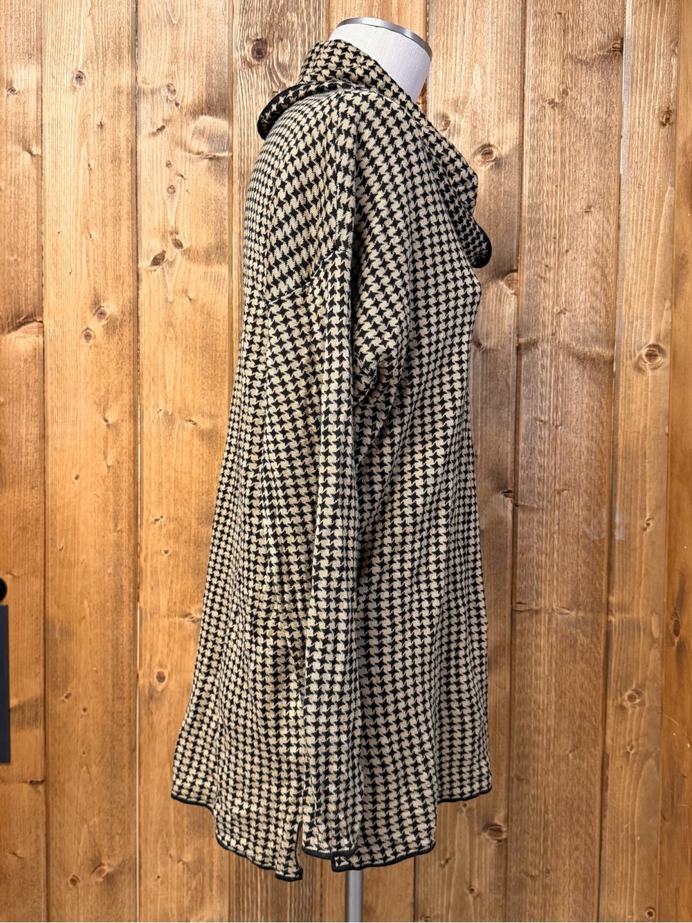 Calvin Klein Large Brown Houndstooth Oversized Tunic Lightweight Sweater - Picture 3 of 8